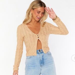 Show Me Your MUMU Cropped Cardigan SweaterSize XL Pointelle and scalloped design